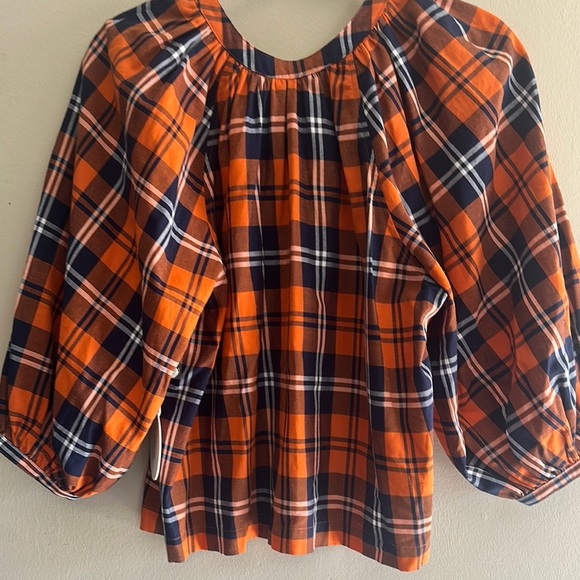 STAUD Orange Relaxed Blouse with Voluminous Sleeves - Picture 2 of 5